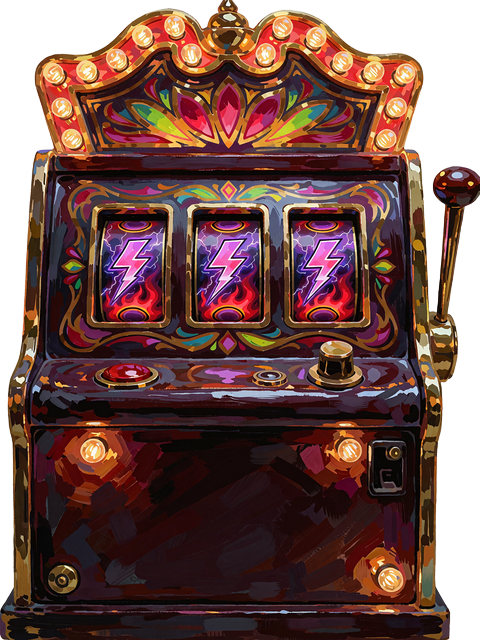 Karnevalsspilleautomat med lyn og flammer i hjulene, der illustrerer high volatility-slots hos Jokery
